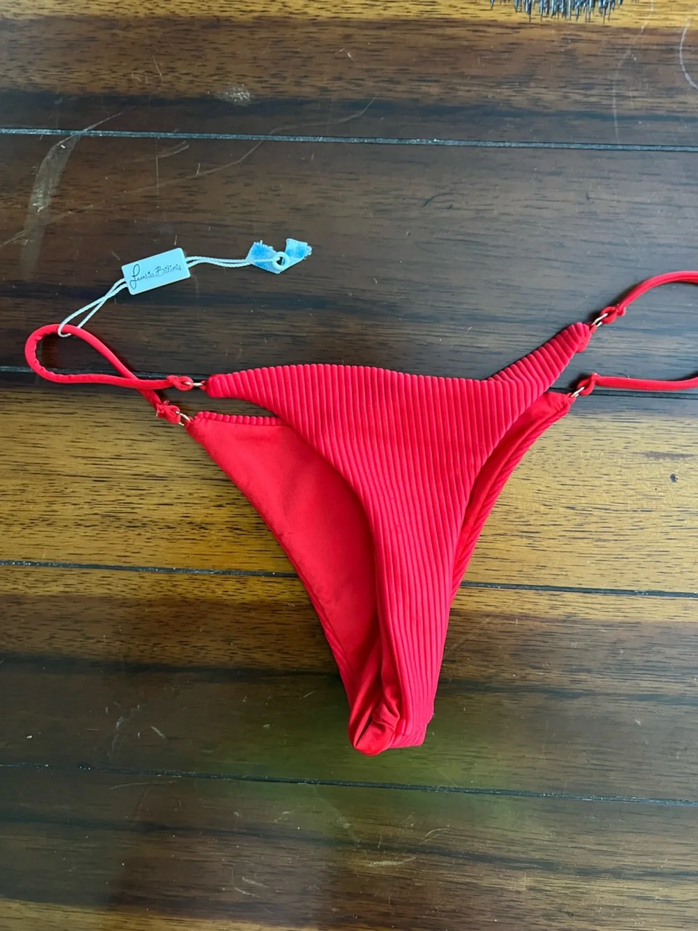Frankie's Bikinis Red Ribbed Bikini Bottom